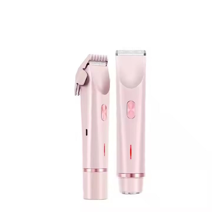 2-in-1 Bikini & Body Hair Trimmer for Women – Dual Head USB Rechargeable Shaver (Pink)