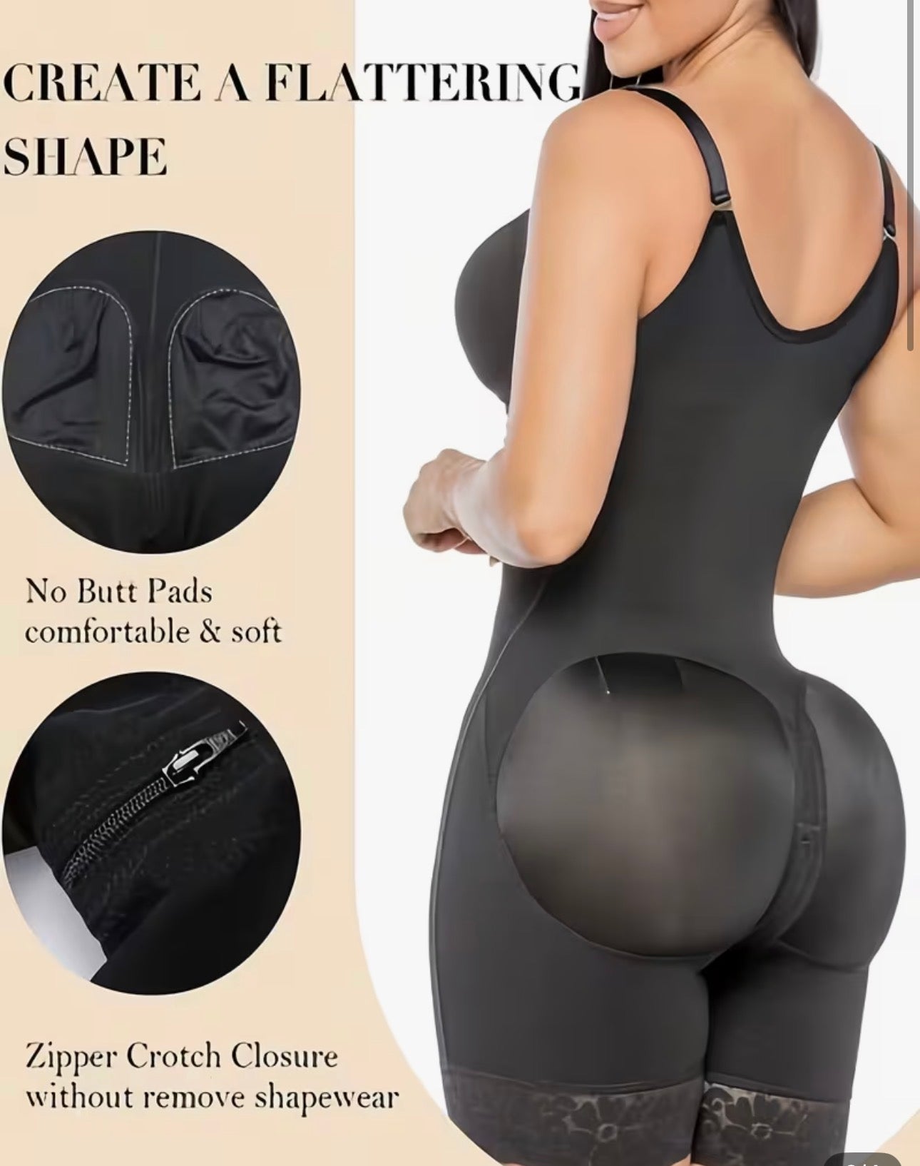 Women Full Body Shapewear Tummy Control Zip Bodysuit Waist Trainer